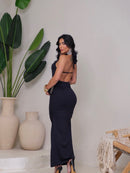 Vestido longo cut-out