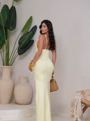 Vestido longo cut-out