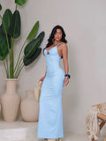 Vestido longo cut-out
