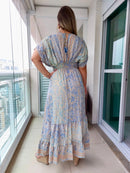 Vestido Longo Indiano Estampado Toque de Seda